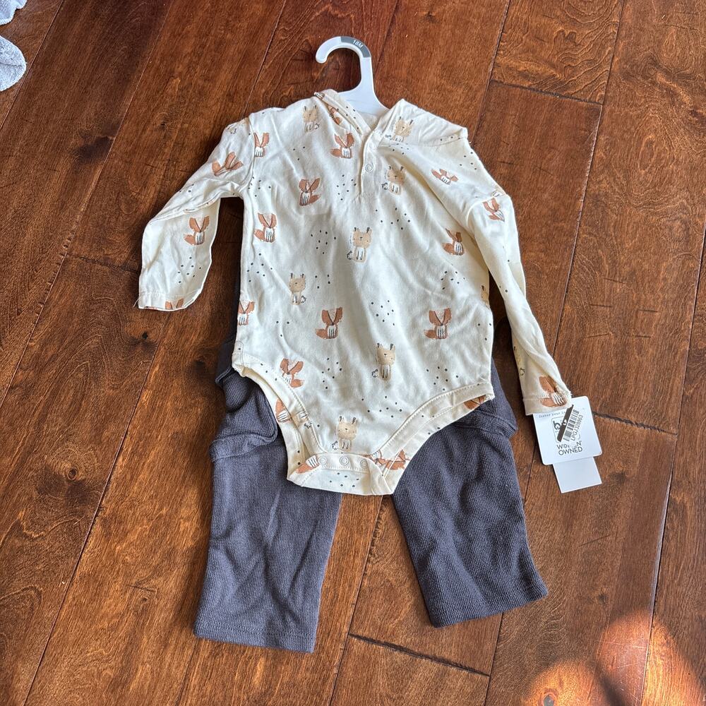 Grayson Mini Boys Outfit Size 18 Months Hooded Fox Romper Pants NEW